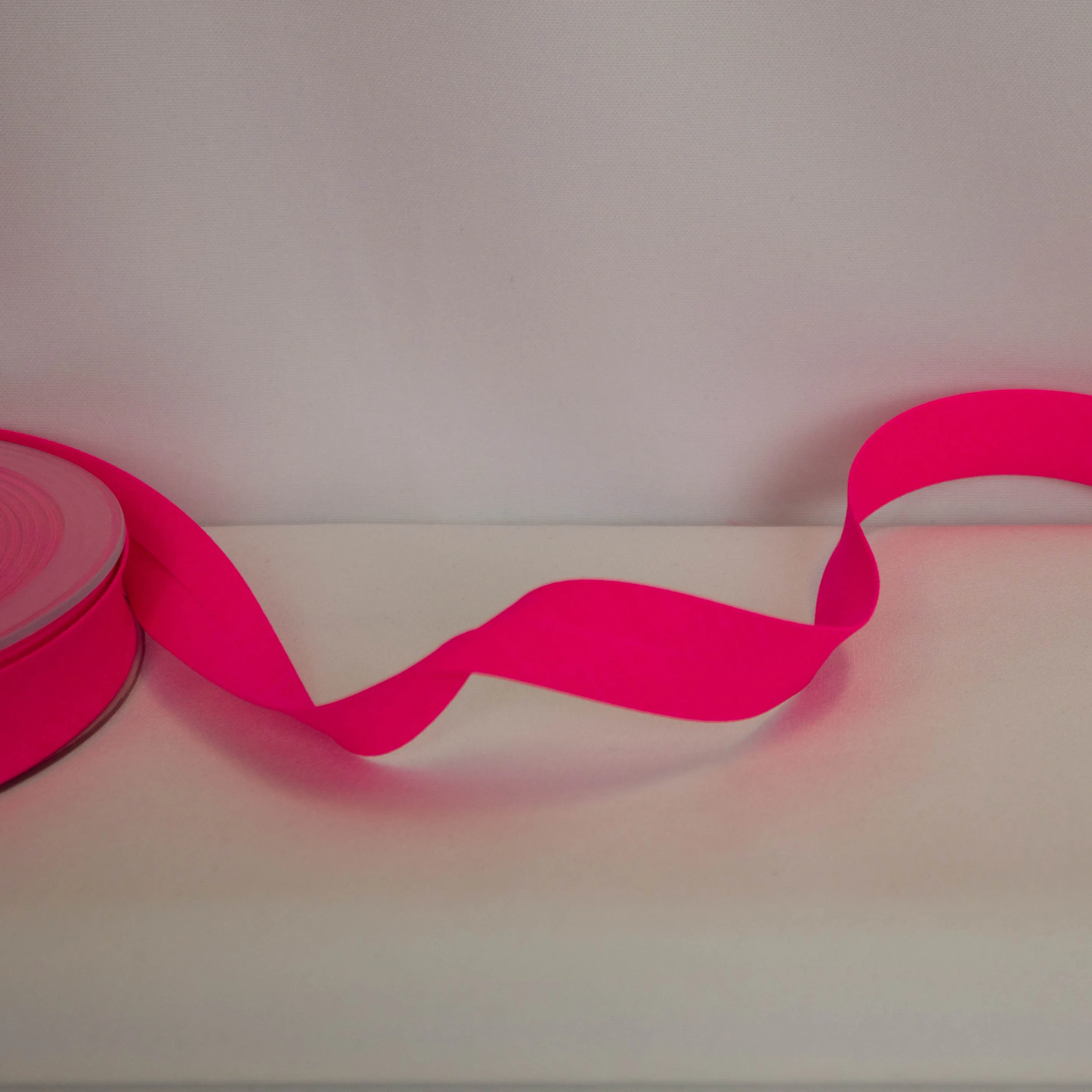 Biais - polyester - katoen 2 cm - neon roos